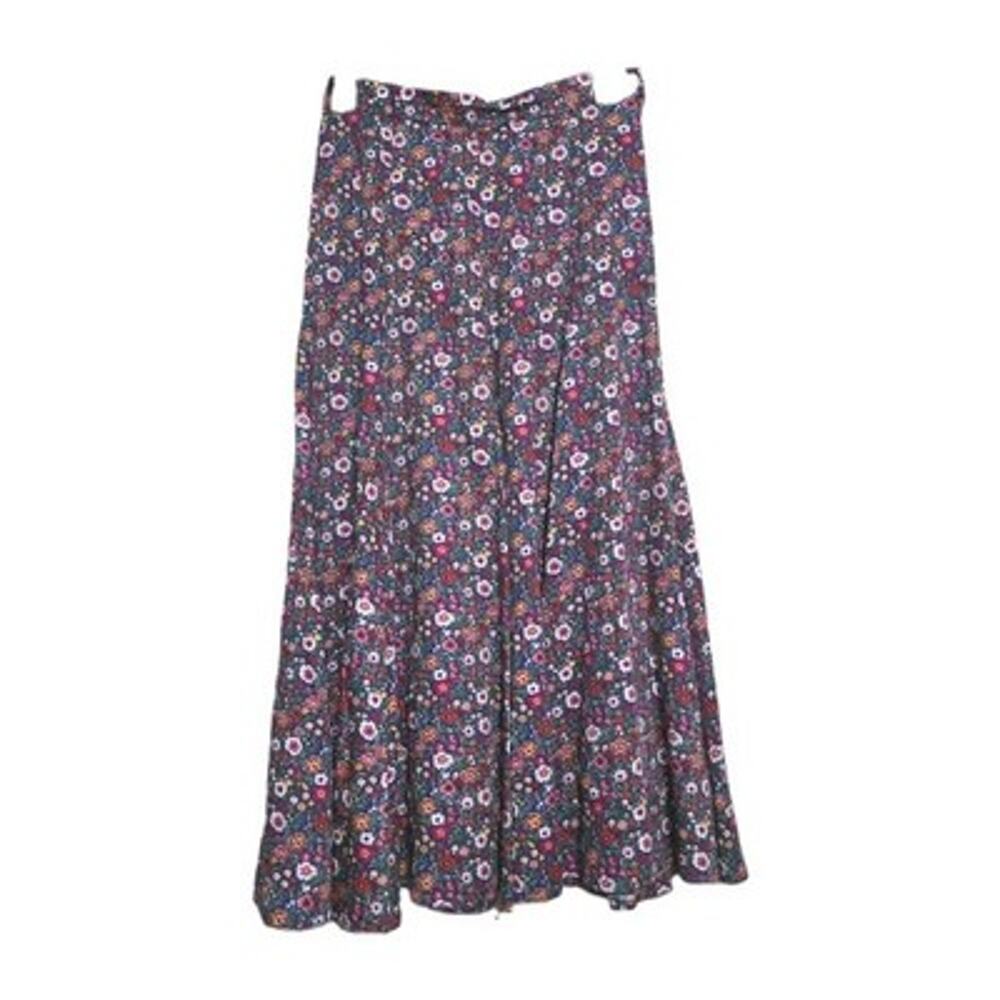 Vtg Floral Aline Midi Skirt Womens 2P Multicolor Cottagecore Ditsy 90s Teacher